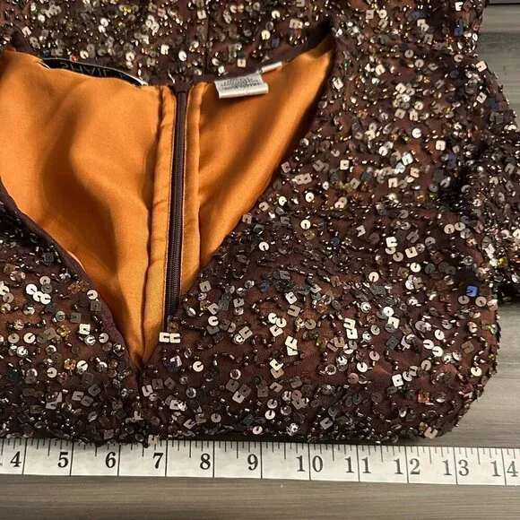 Shail K. Womens Sequin Cocktail Prom Mini Bodycon Dress Long Sleeves Size 2 - Picture 9 of 10